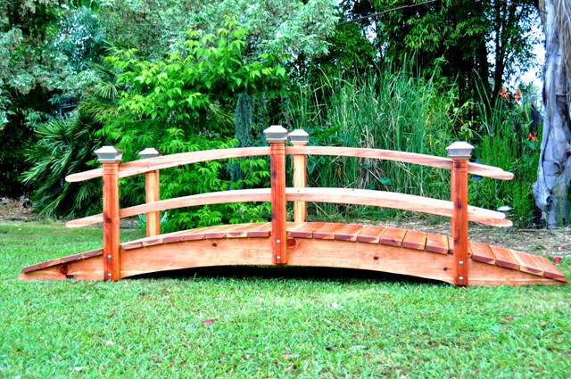 12 Foot Span Curved Double Rail Garden Bridge