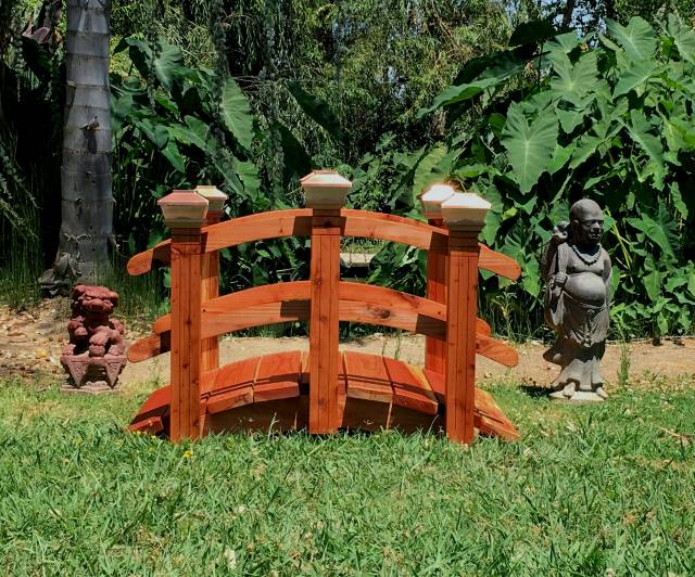 4 Foot Span Curved Single Rail Garden Bridge