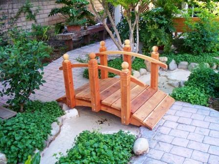 5 Foot Span Curved Single Rail Garden Bridge
