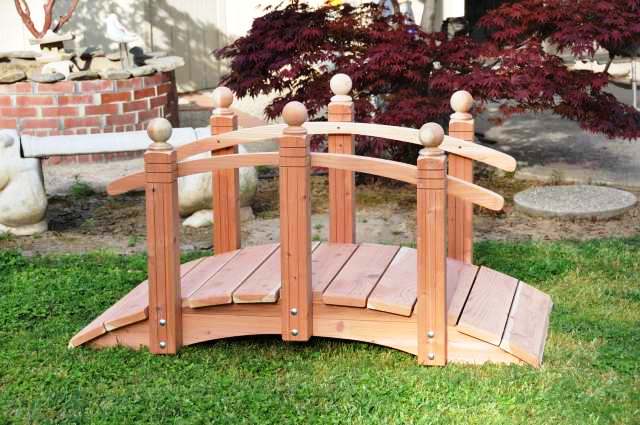 5 Foot Span Curved Single Rail Garden Bridge