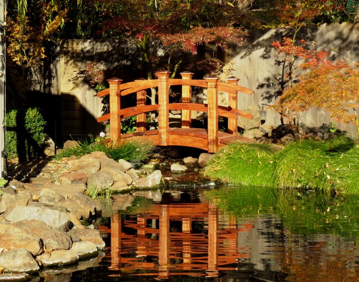 6 Foot Span Curved Double Rail Garden Bridge