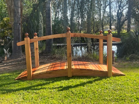 8 Foot Span Curved Single Rail Garden Bridge