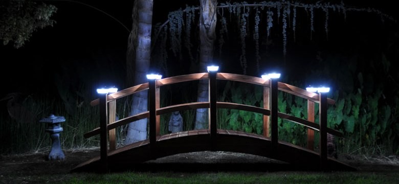 10 ft High arhed, garden bridges Double Rails Bridge, With 10 Solar Lights