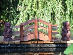 4 foot Asian Bridge,  We really Loved the first Asian bridge you made for us in redwood. It was the missing thing in my dry creek bed that really has set it off. I have already had Many complements after only one day!
thanks Joe
