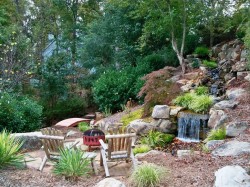 Here is a very nice landscaping job with a 8 ft no post bridge.