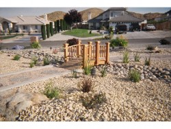6 ft Spindle bridge in place in a high desert landscaping in the front yard , Great job! , Alan